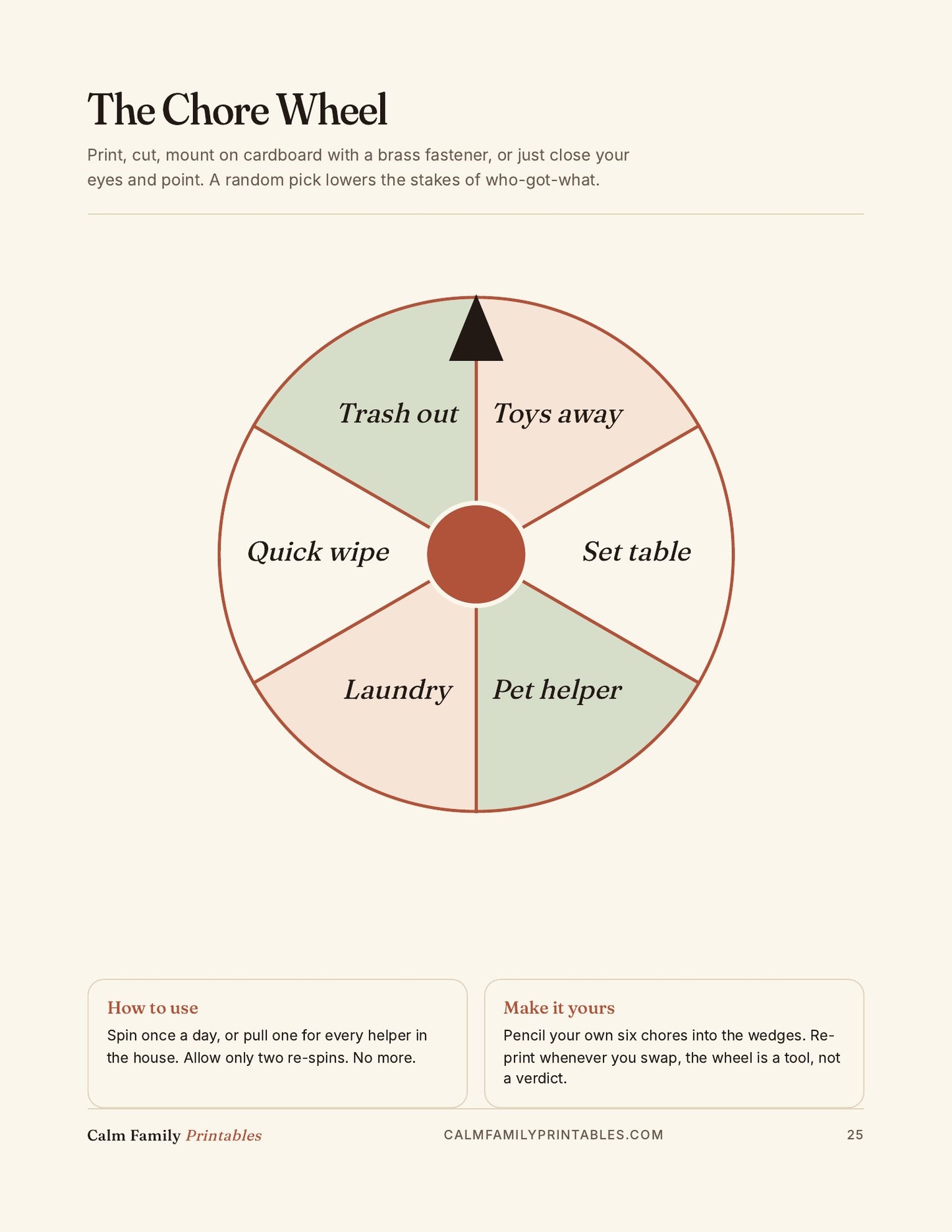 Chore Chart Workbook page 25 preview - printable kids chore chart page for the family routine