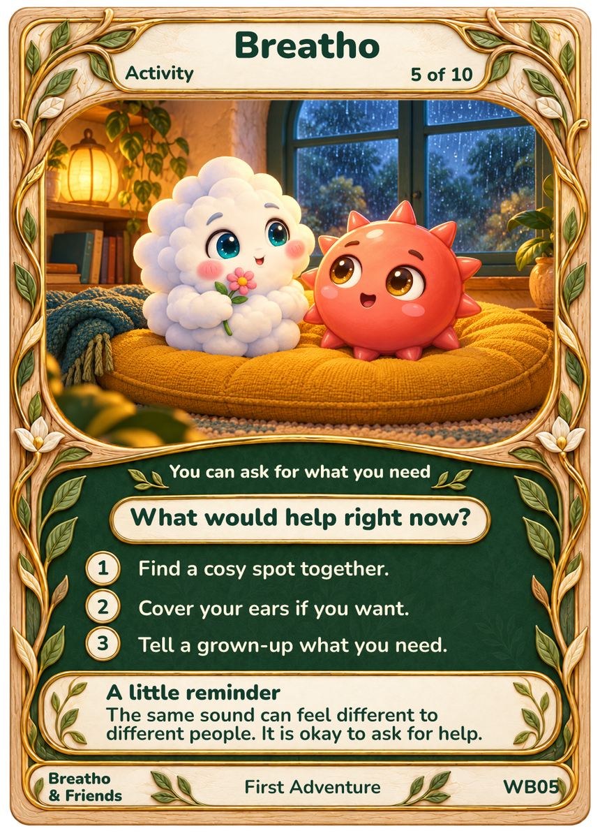 When Sounds Feel Big: Breatho and Boomcrackle, with the complete original collectible frame and printed activity.