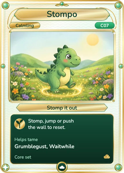 Stompo, a Calmlings card: Stomp it out