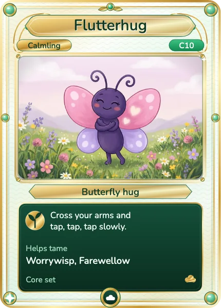 Flutterhug, a Calmlings card: Butterfly hug
