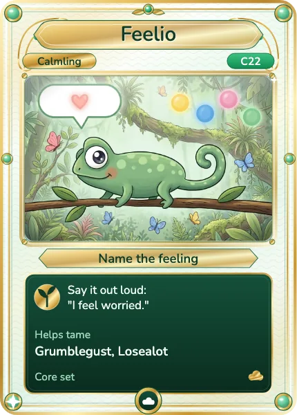 Feelio, a Calmlings card: Name the feeling
