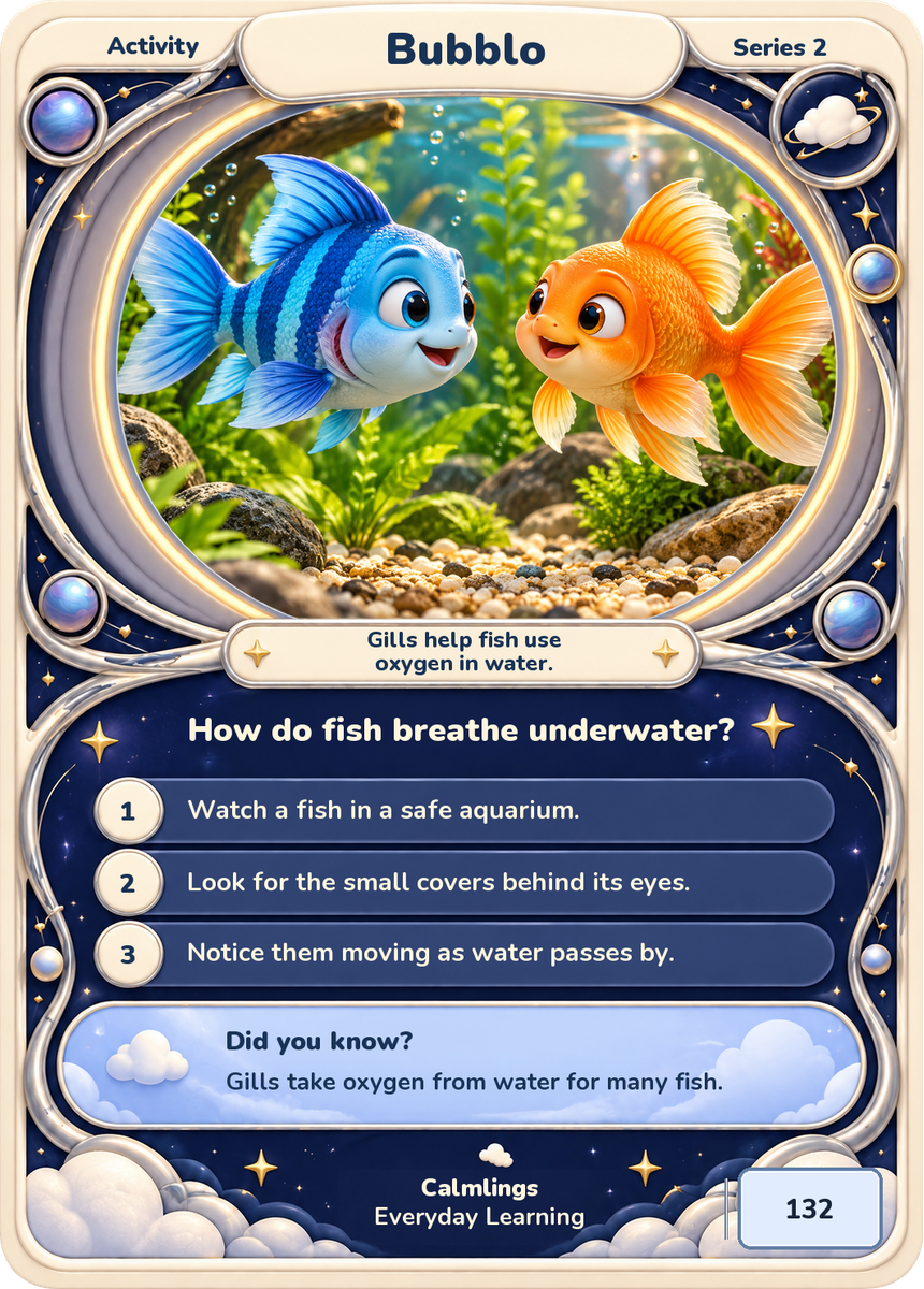 Bubblo’s Series 2 fish card, in the Sky & Space frame