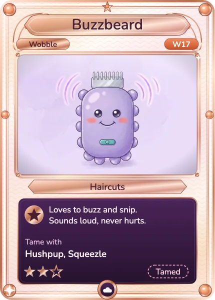 Buzzbeard, a Calmlings card: Haircuts