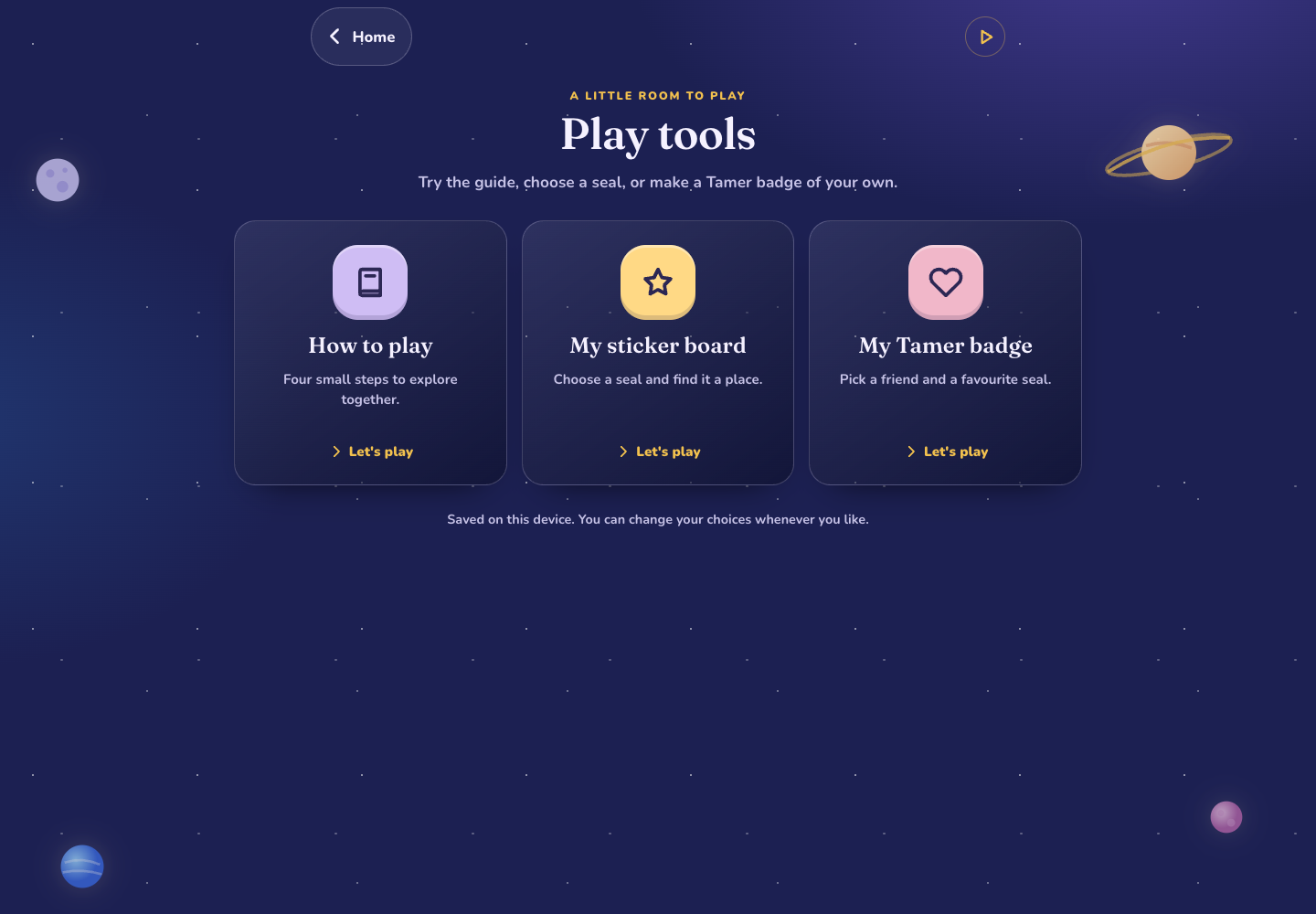 The actual three play tools shown with Complete Collection access