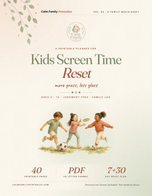 Kids screen time reset plan - printable 7-day screen-time tracker and parenting reset workbook