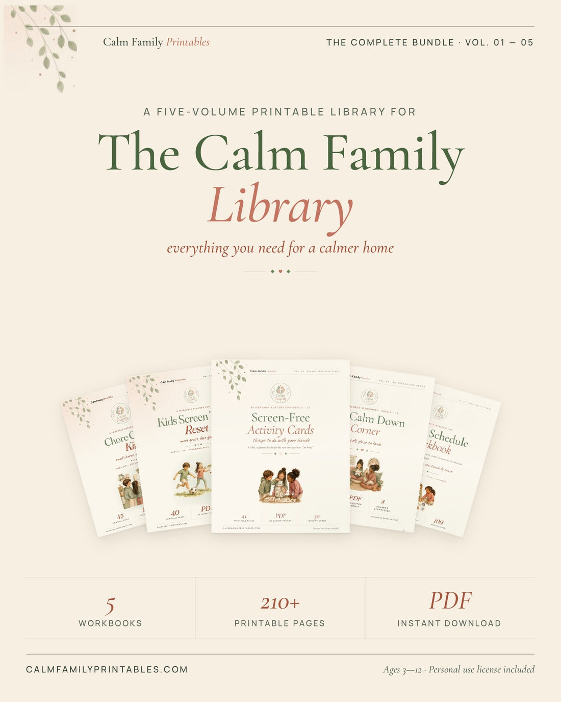 The Calm Family Library - complete printable parenting toolkit bundle for routines, chores, screen time, big feelings and visual schedules