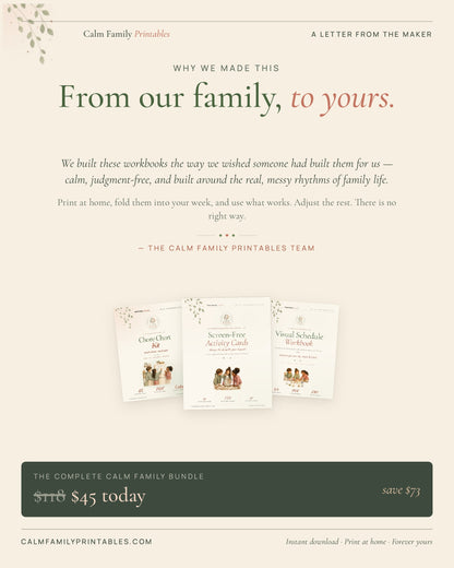 Calm Family Library from our family to yours - a personal note about the printable parenting workbook bundle