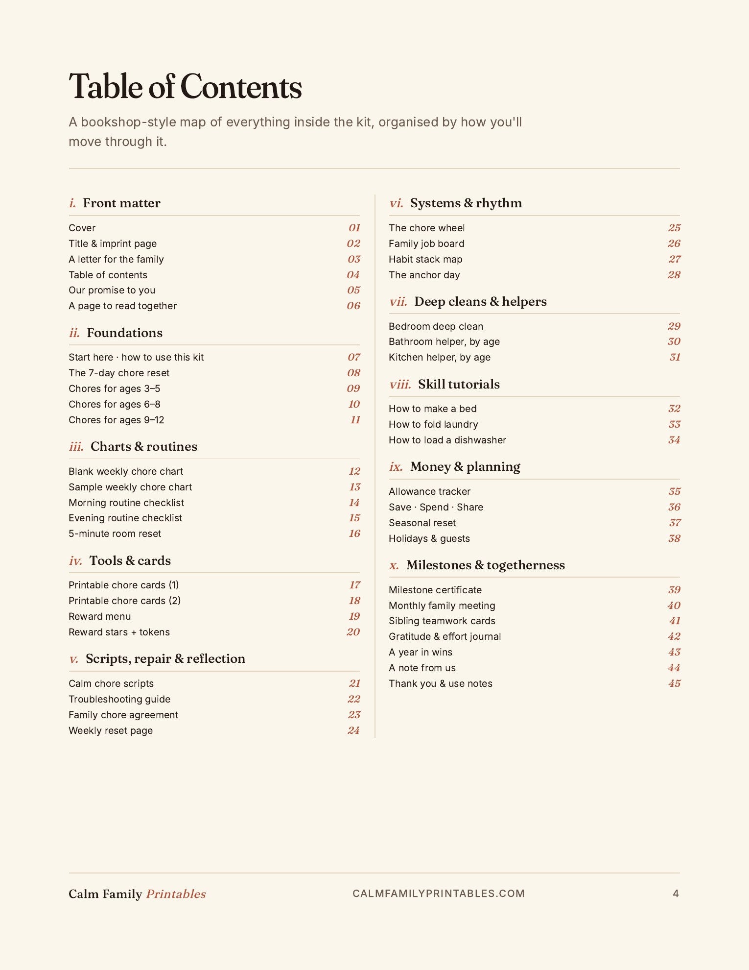 Chore Chart Workbook page 04 preview - printable kids chore chart page for the family routine