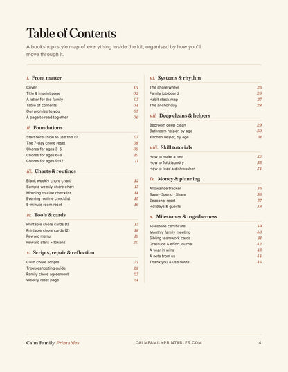 Chore Chart Workbook page 04 preview - printable kids chore chart page for the family routine