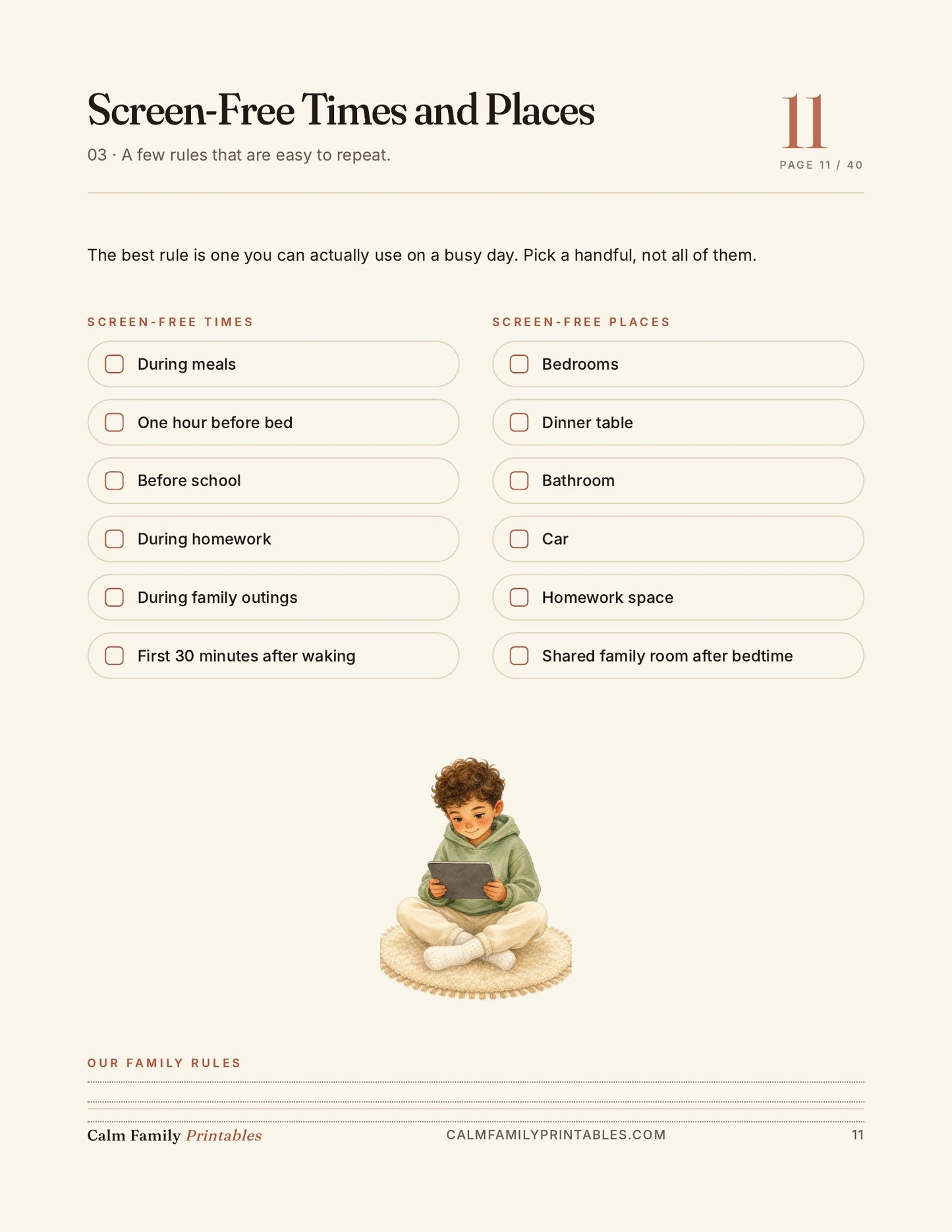 Kids Screen Time Reset Workbook page 11 preview - printable screen-time activity for parents and kids