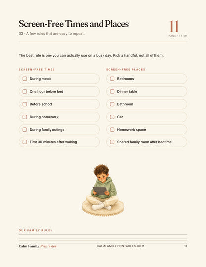 Kids Screen Time Reset Workbook page 11 preview - printable screen-time activity for parents and kids