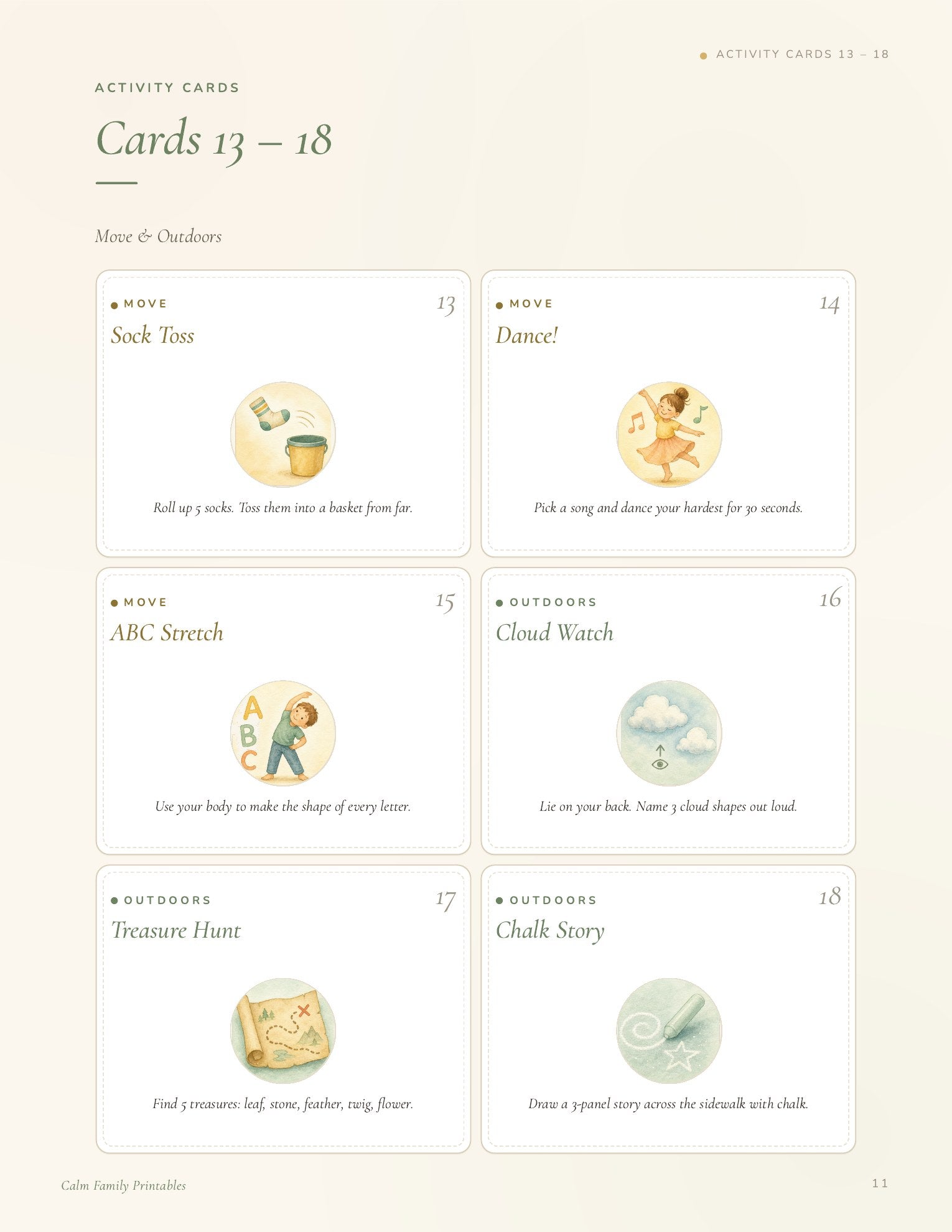 Screen-Free Activity Cards page 11 preview - printable screen-free activity card for kids