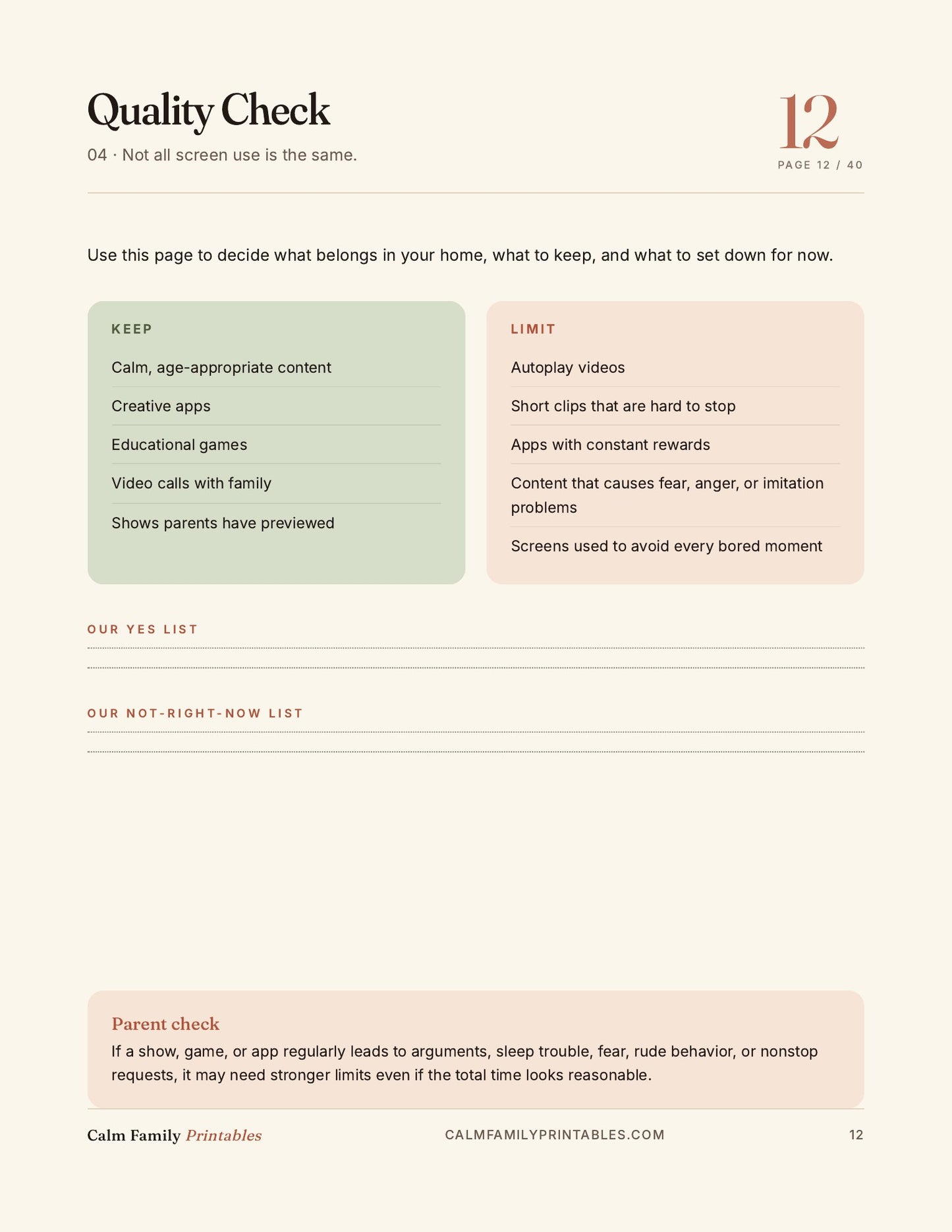 Kids Screen Time Reset Workbook page 12 preview - printable screen-time activity for parents and kids