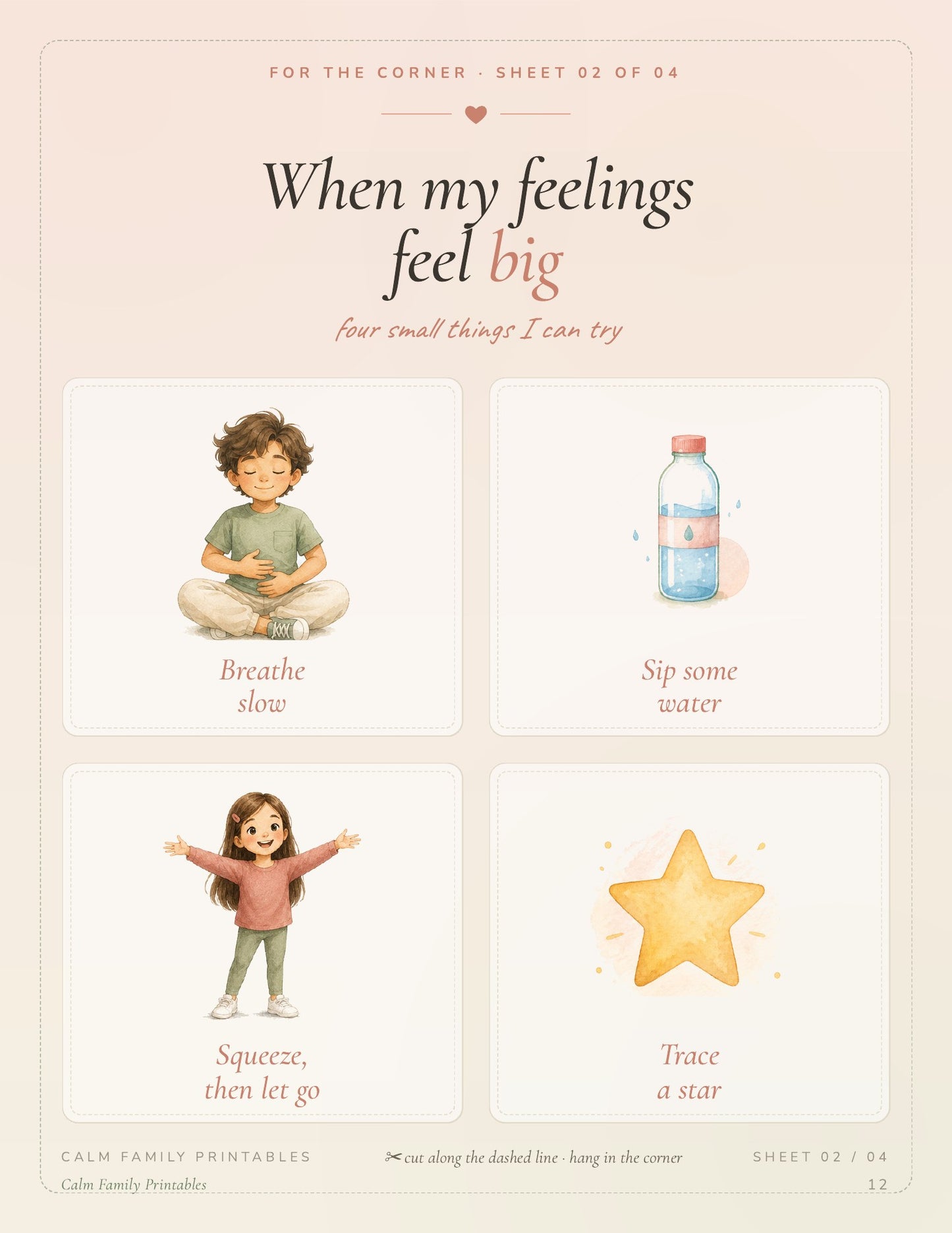 Calm Down Corner Workbook page 12 preview - printable calm-down activity for kids big feelings