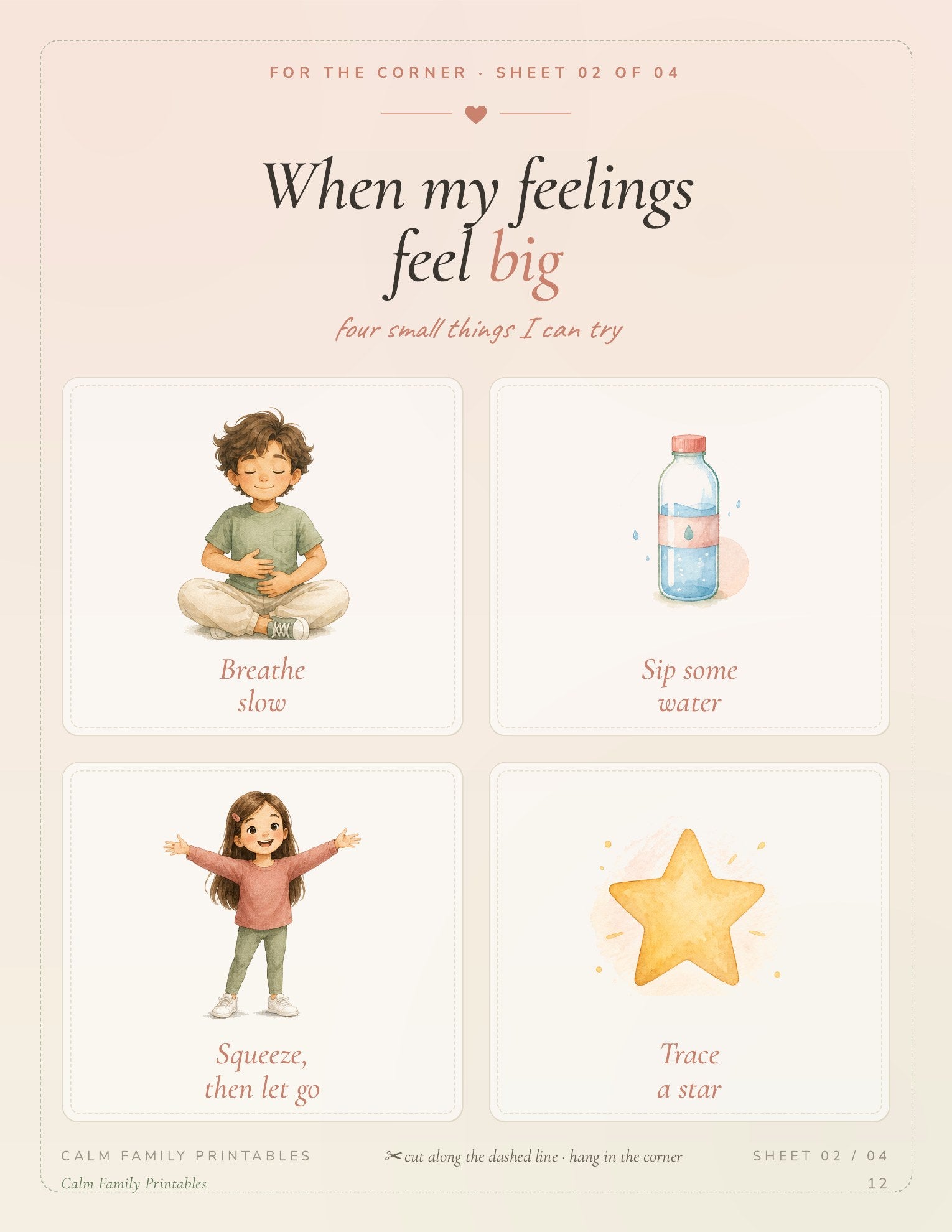Calm Down Corner Workbook page 12 preview - printable calm-down activity for kids big feelings