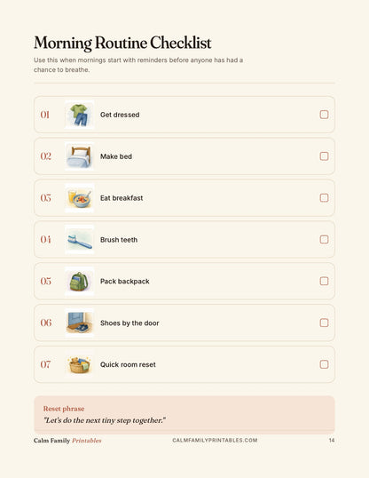 Chore Chart Workbook page 14 preview - printable kids chore chart page for the family routine