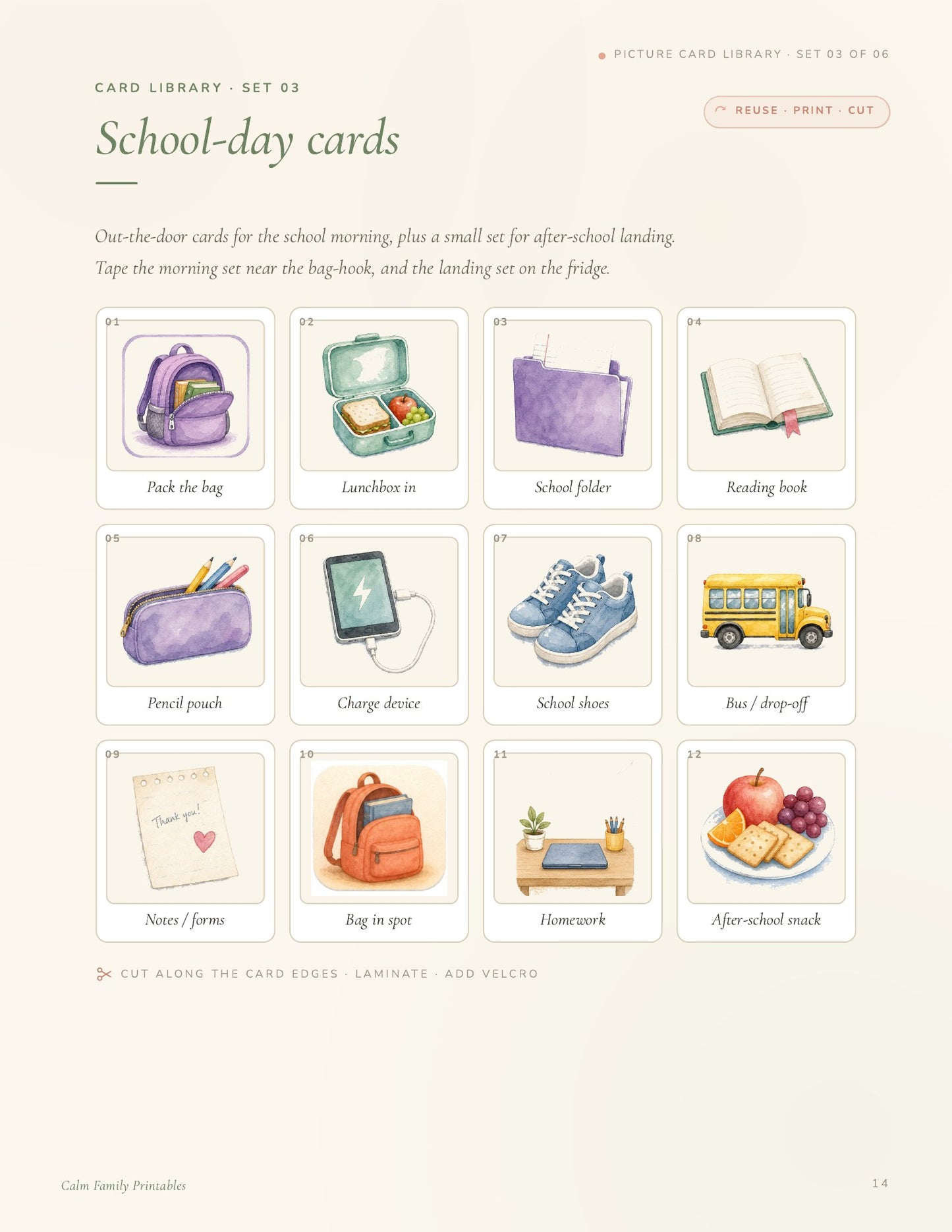 Visual Schedule Workbook page 14 preview - printable visual routine card for kids daily schedule