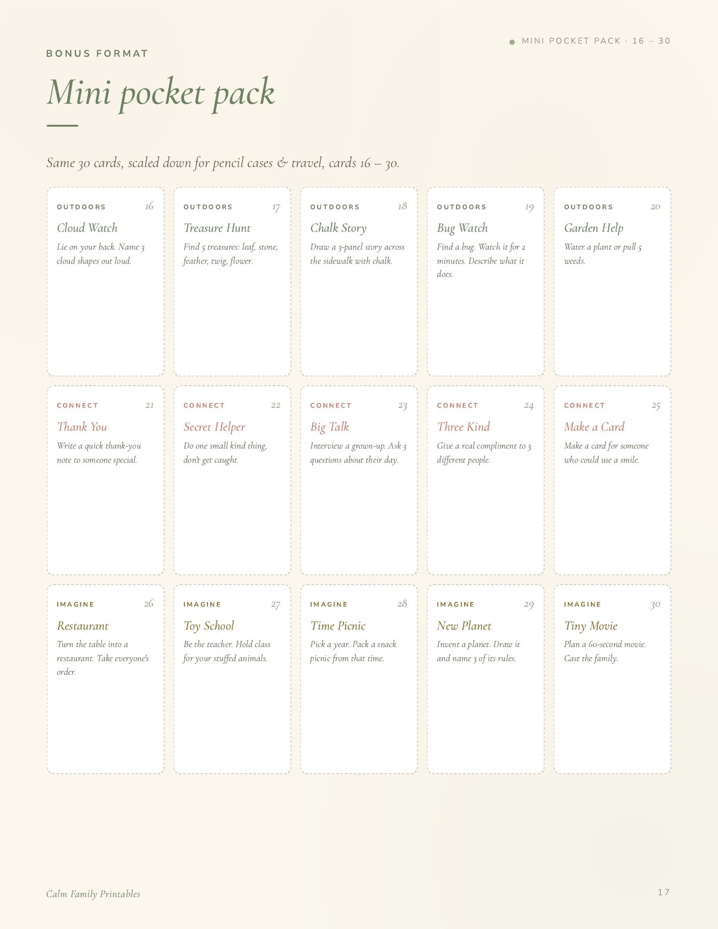 Screen-Free Activity Cards page 17 preview - printable screen-free activity card for kids