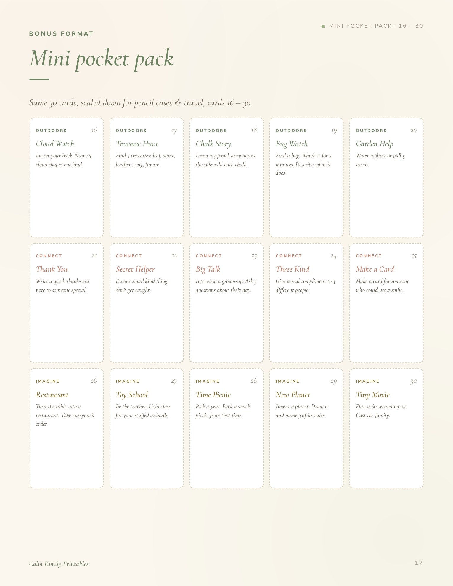 Screen-Free Activity Cards page 17 preview - printable screen-free activity card for kids