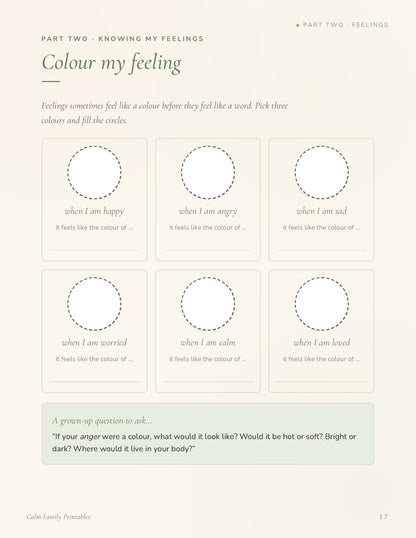 Calm Down Corner Workbook page 17 preview - printable calm-down activity for kids big feelings