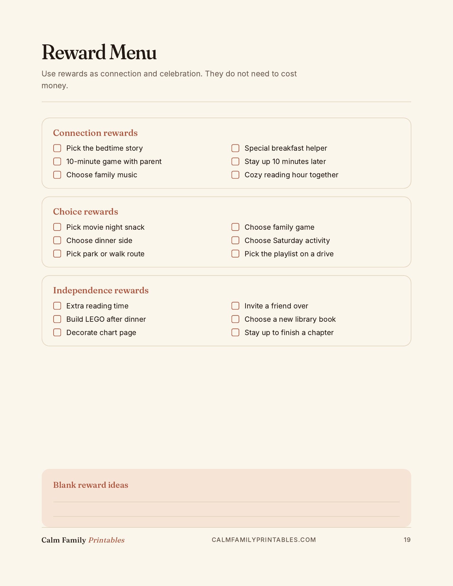 Chore Chart Workbook page 19 preview - printable kids chore chart page for the family routine