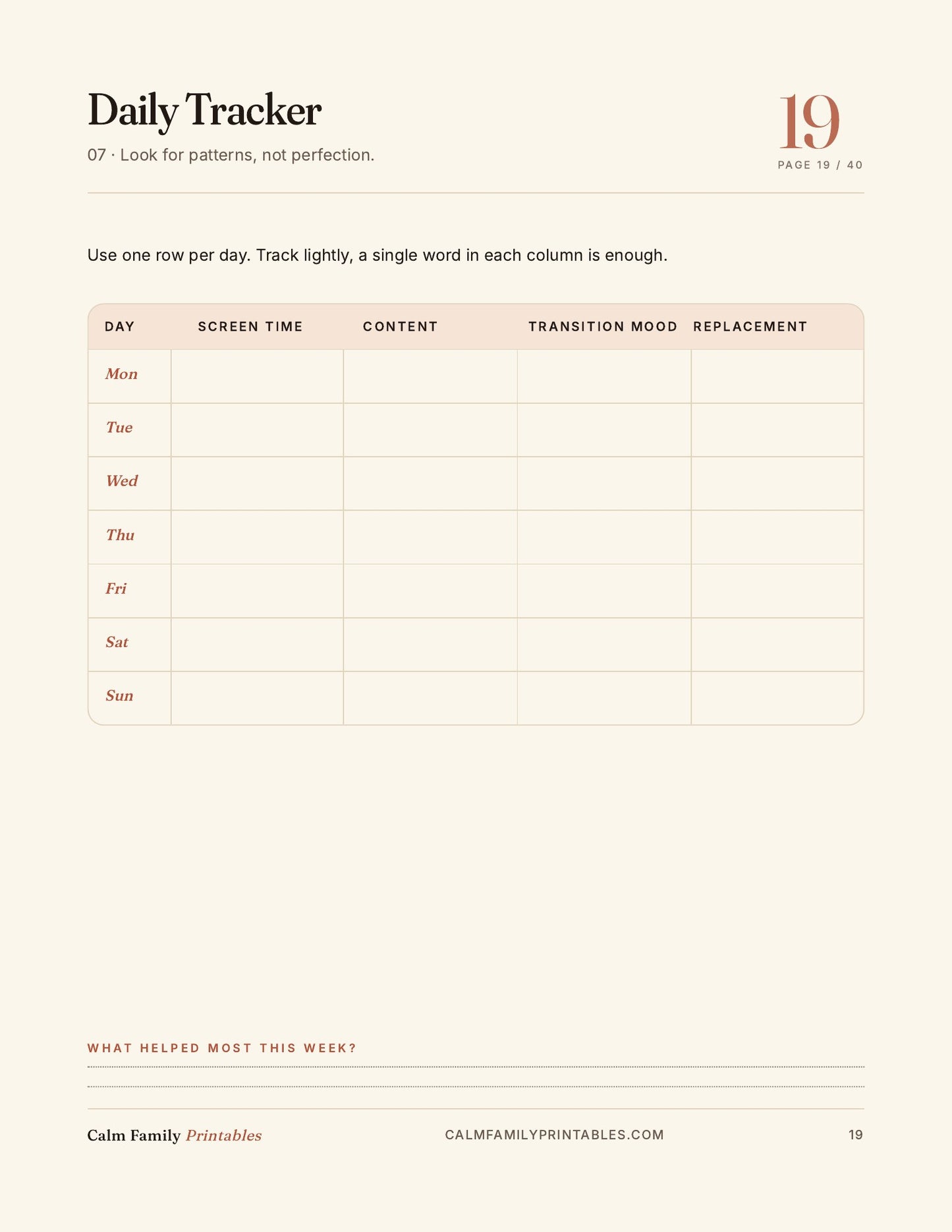 Kids Screen Time Reset Workbook page 19 preview - printable screen-time activity for parents and kids