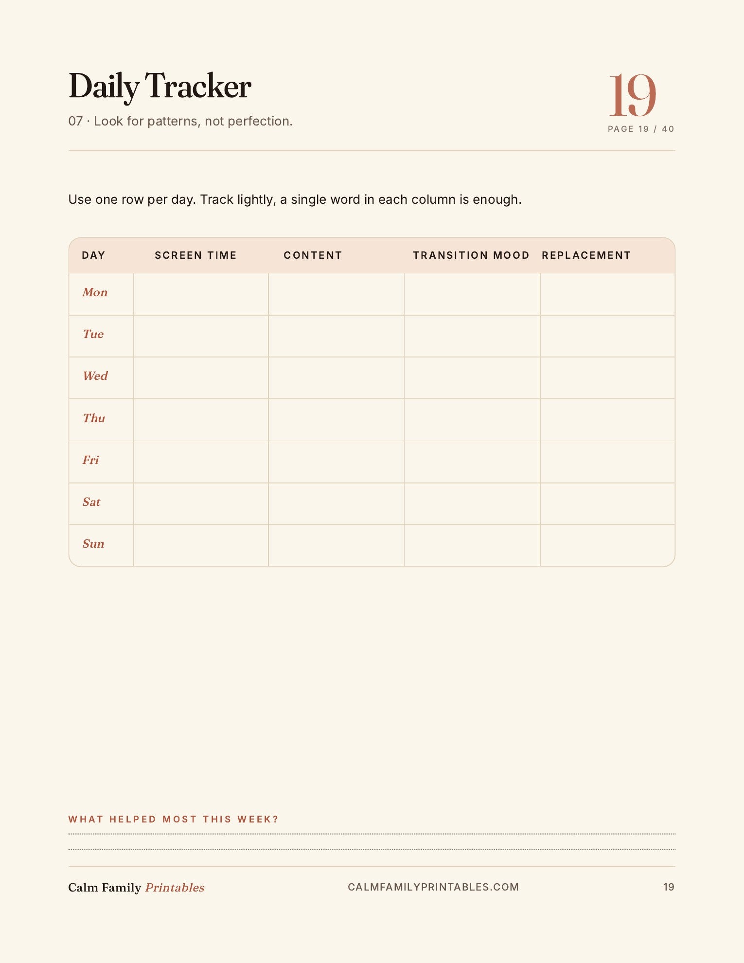 Kids Screen Time Reset Workbook page 19 preview - printable screen-time activity for parents and kids