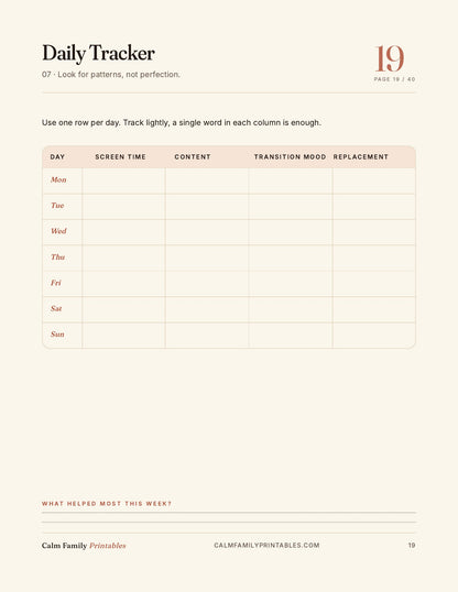 Kids Screen Time Reset Workbook page 19 preview - printable screen-time activity for parents and kids