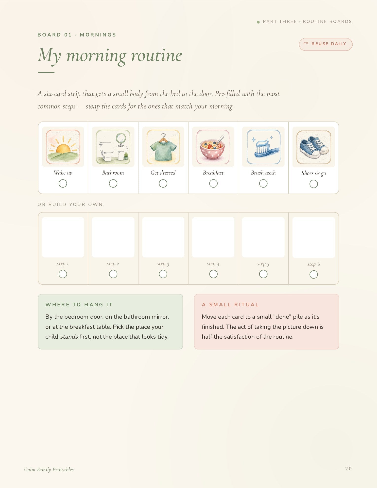 Visual Schedule Workbook page 20 preview - printable visual routine card for kids daily schedule