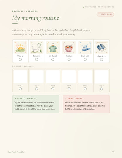 Visual Schedule Workbook page 20 preview - printable visual routine card for kids daily schedule