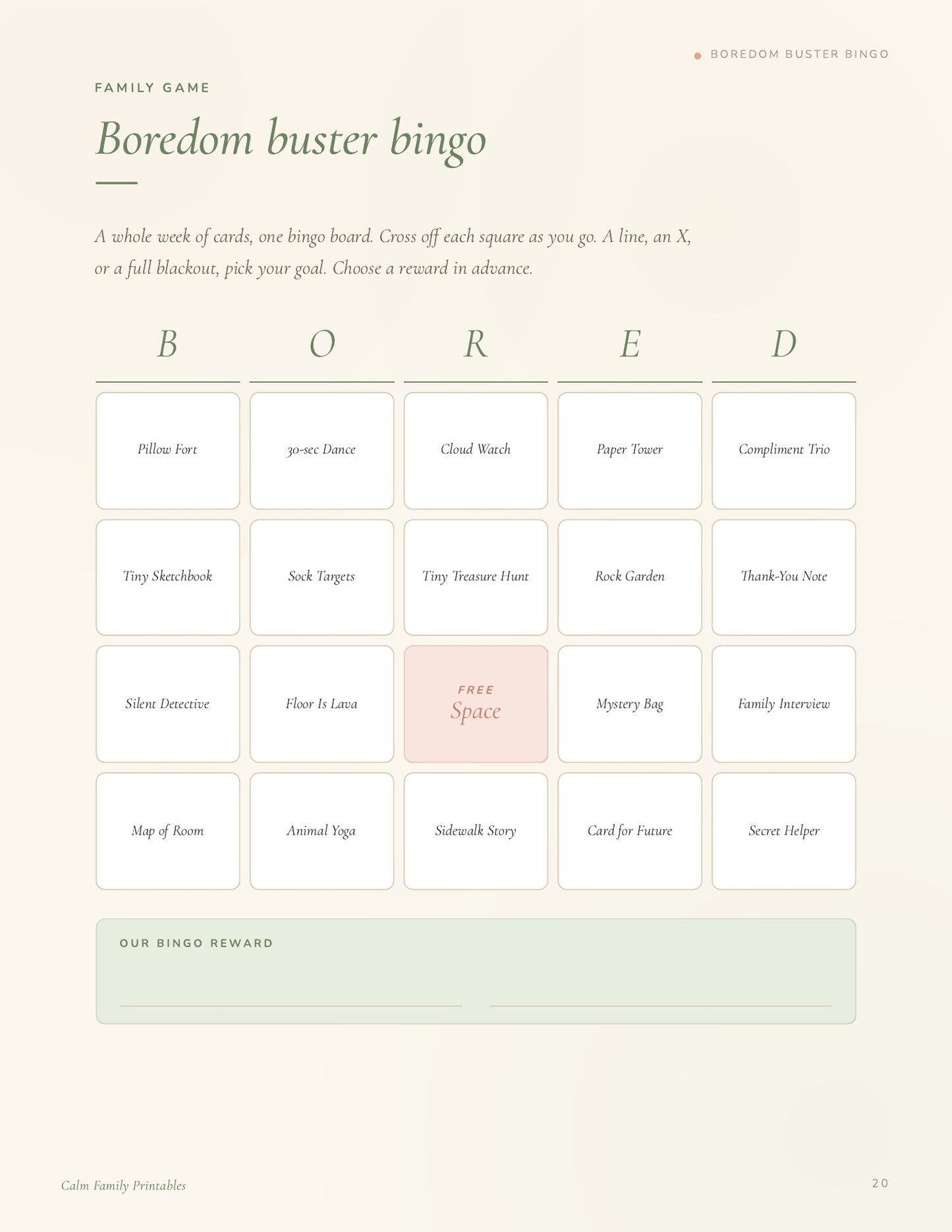 Screen-Free Activity Cards page 20 preview - printable screen-free activity card for kids