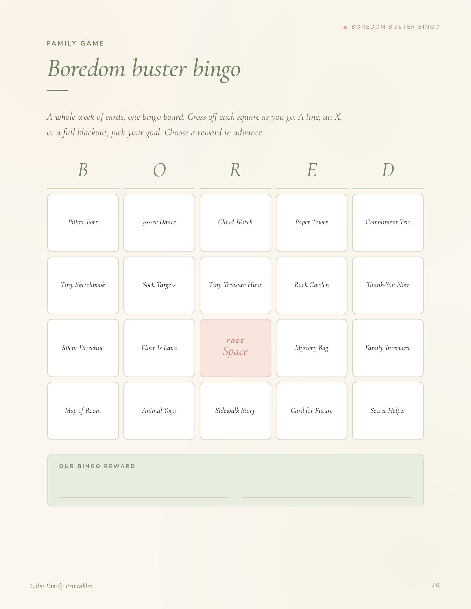 Screen-Free Activity Cards page 20 preview - printable screen-free activity card for kids