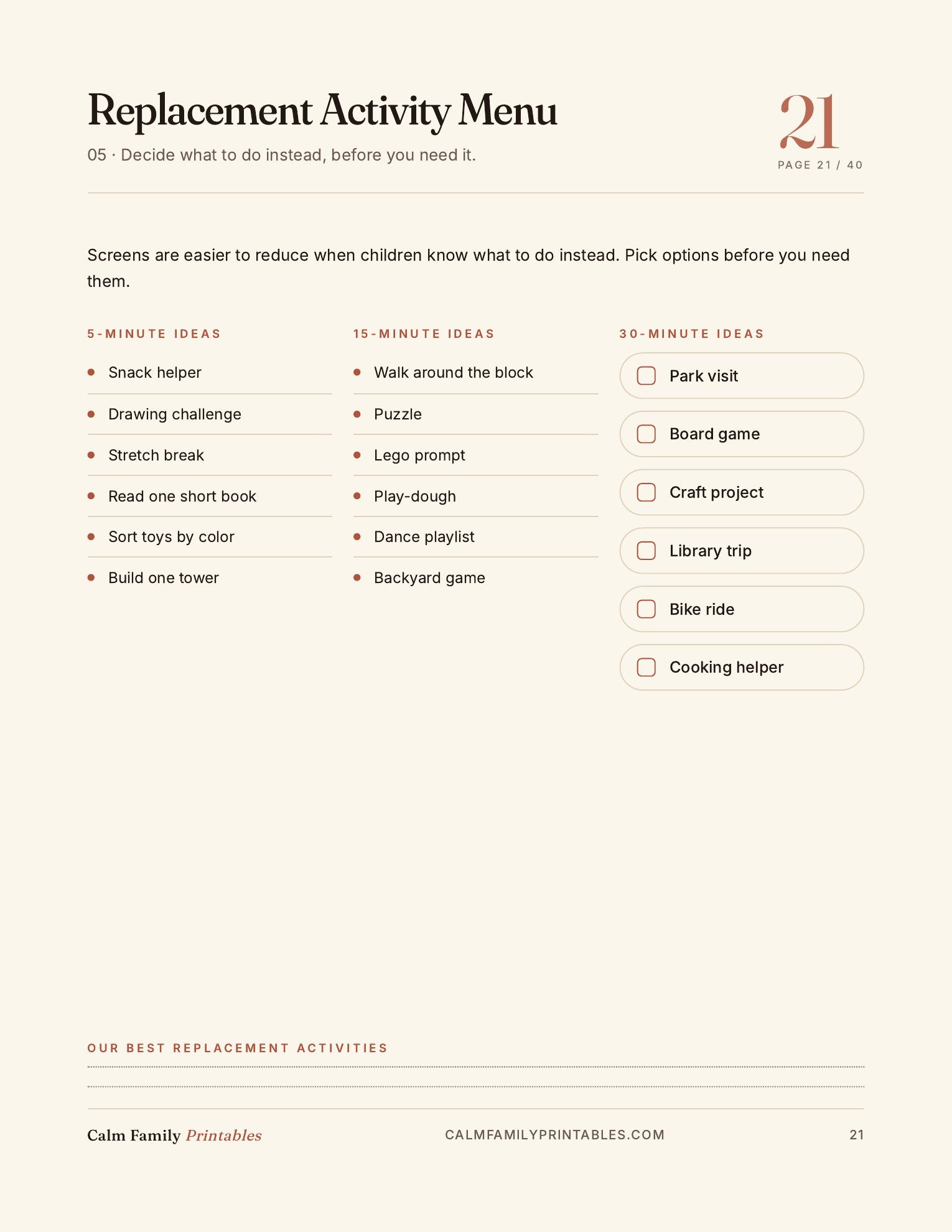 Kids Screen Time Reset Workbook page 21 preview - printable screen-time activity for parents and kids