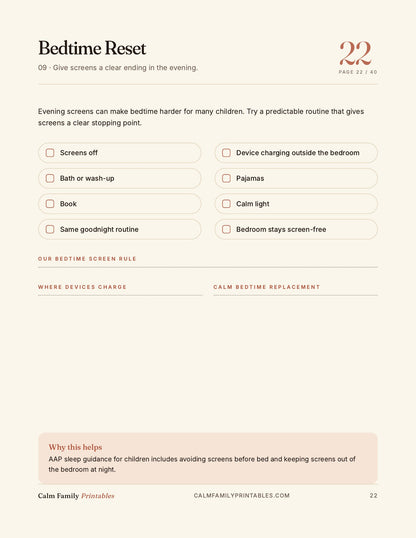 Kids Screen Time Reset Workbook page 22 preview - printable screen-time activity for parents and kids