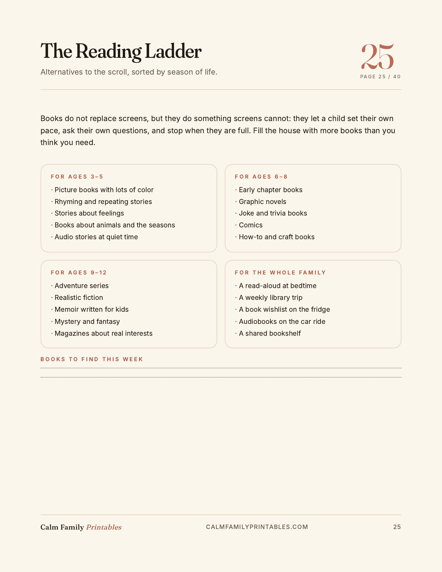 Kids Screen Time Reset Workbook page 25 preview - printable screen-time activity for parents and kids