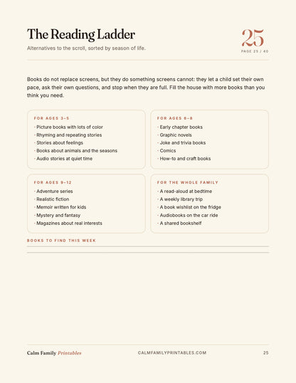 Kids Screen Time Reset Workbook page 25 preview - printable screen-time activity for parents and kids