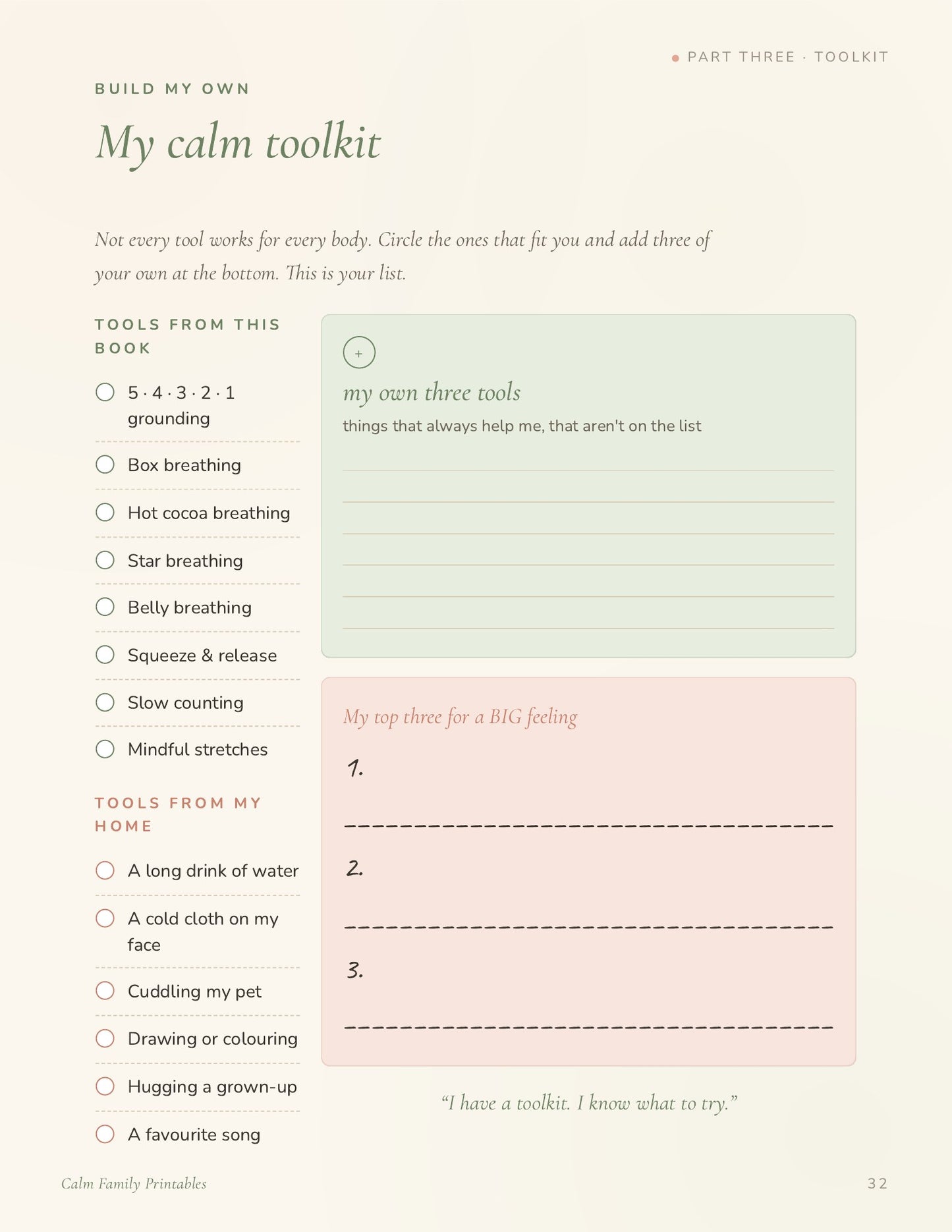 Calm Down Corner Workbook page 32 preview - printable calm-down activity for kids big feelings