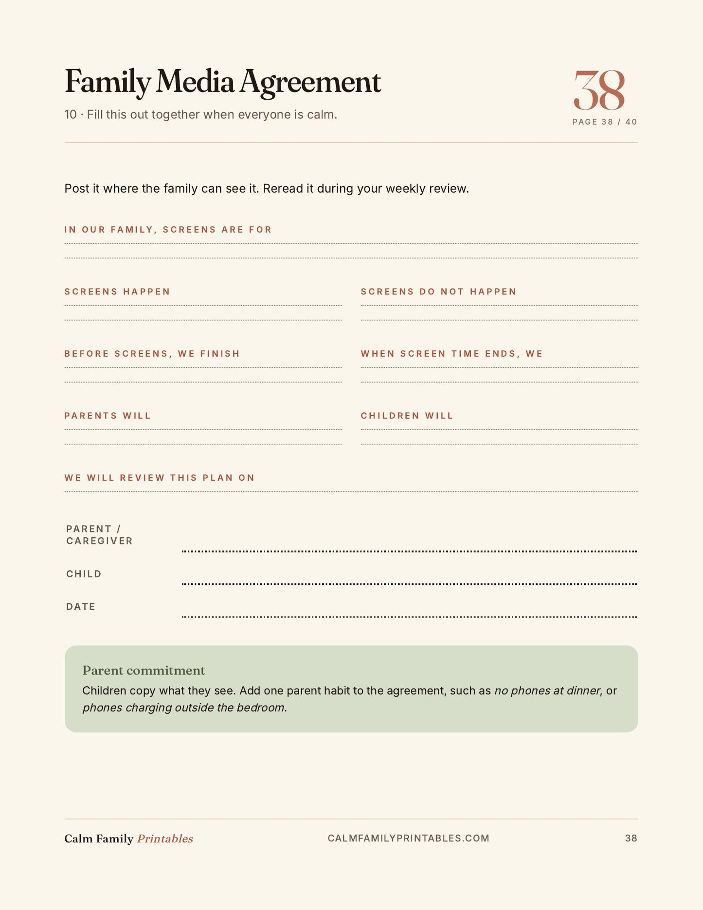 Kids Screen Time Reset Workbook page 38 preview - printable screen-time activity for parents and kids