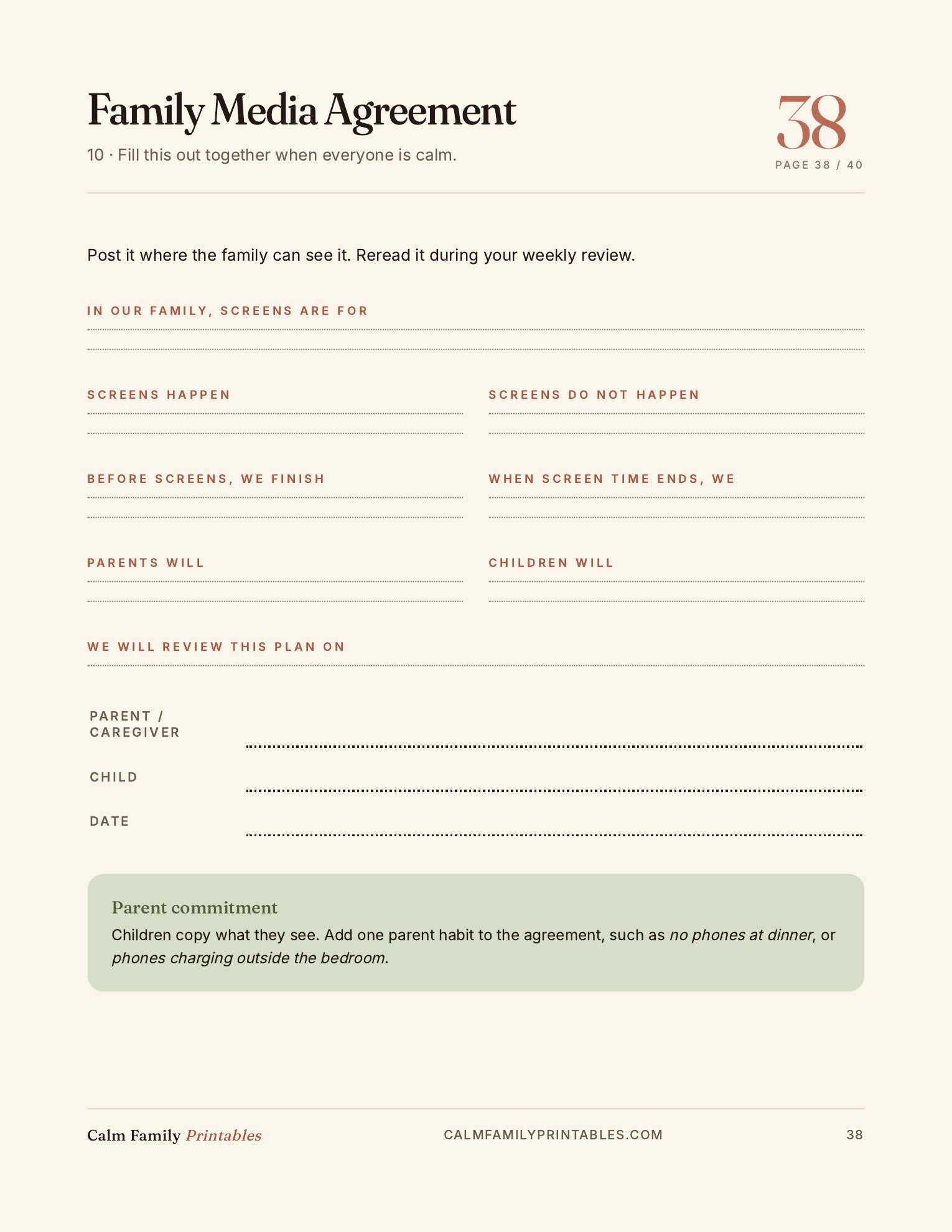 Kids Screen Time Reset Workbook page 38 preview - printable screen-time activity for parents and kids